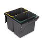 Emuca Bac de tri sélectif pour montage latéral sur meuble de cuisine Recycle 2x24litres, Acier, Plastique gris anthracite