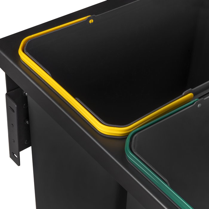 Emuca Bac de tri sélectif pour montage latéral sur meuble de cuisine Recycle 2x24litres, Acier, Plastique gris anthracite