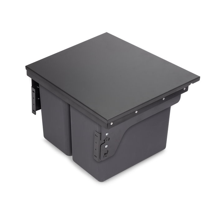 Emuca Bac de tri sélectif pour montage latéral sur meuble de cuisine Recycle 2x24litres, Acier, Plastique gris anthracite