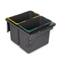 Emuca Bac de tri sélectif pour montage latéral sur meuble de cuisine Recycle 2x24litres, Acier, Plastique gris anthracite
