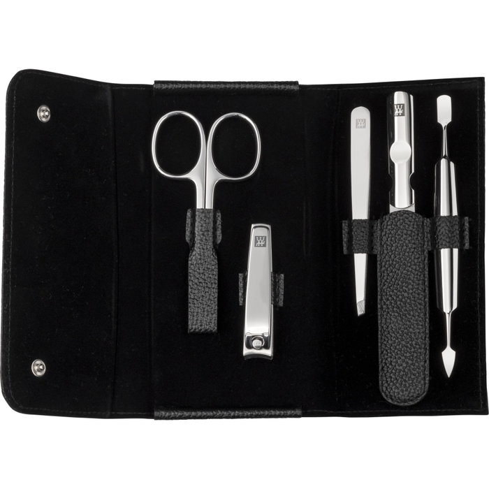 Zwilling Kit de manucure et pédicure 5 pièces avec coupe-ongles, cuir black/silver