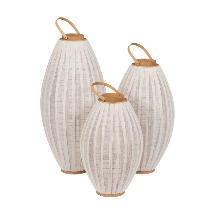 Lanterne Beige Naturel Bambou Verre 40 x 40 x 83 cm Lanterne Beige Naturel Bambou Verre 40 x 40 x 83 cm