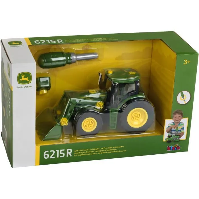 Klein John Deere 3977 - Tracteur à assembler jouet 1/24 avec chargeur frontal et contrepoids - Maquette pour enfant dès 3 ans - Réplique 6215R Klein John Deere 3977 - Tracteur à assembler jouet 1/24 avec chargeur frontal et contrepoids - Maquette pour enfant dès 3 ans - Réplique 6215R