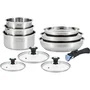 Arthur Martin AM0006 Batterie de cuisine 10 pièces en acier inoxydable 18/10 avec poignée amovible pour tous feux dont induction