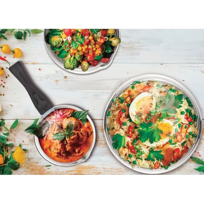 Arthur Martin AM0006 Batterie de cuisine 10 pièces en acier inoxydable 18/10 avec poignée amovible pour tous feux dont induction Arthur Martin AM0006 Batterie de cuisine 10 pièces en acier inoxydable 18/10 avec poignée amovible pour tous feux dont induction