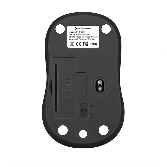 Phoenix technologies M250 Souris Sans Fil 2.4 GHz Optique Silencieuse 800/1200/1600 DPI Ergonomic Compacte Phoenix technologies M250 Souris Sans Fil 2.4 GHz Optique Silencieuse 800/1200/1600 DPI Ergonomic Compacte