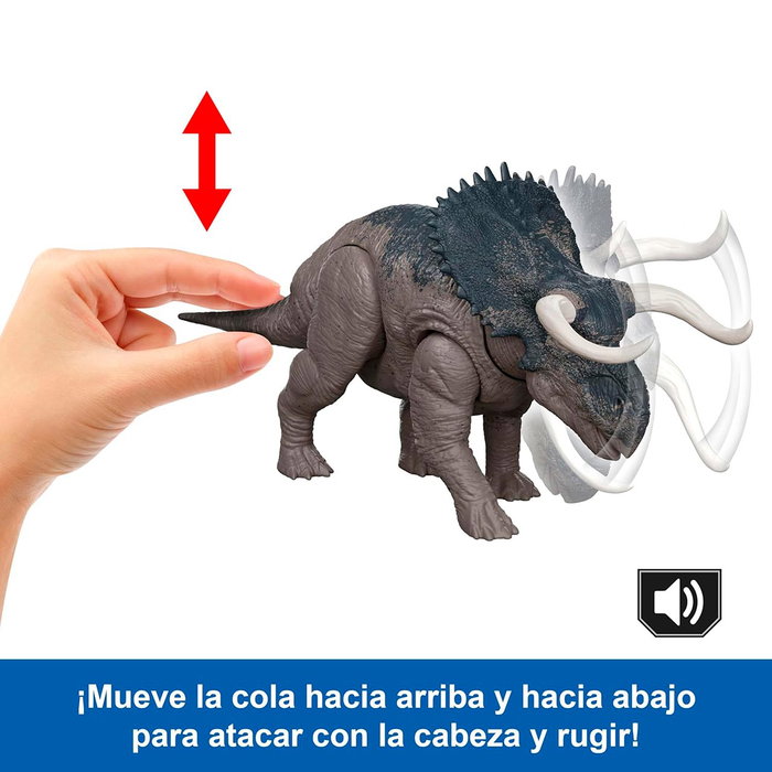 MATTEL Figurine Articulée Jurassic World Nasutoceratops 30 cm avec Rugido et Attaque - Jouet Dinosaure Action +4 ans MATTEL Figurine Articulée Jurassic World Nasutoceratops 30 cm avec Rugido et Attaque - Jouet Dinosaure Action +4 ans