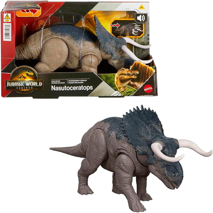 MATTEL Figurine Articulée Jurassic World Nasutoceratops 30 cm avec Rugido et Attaque - Jouet Dinosaure Action +4 ans MATTEL Figurine Articulée Jurassic World Nasutoceratops 30 cm avec Rugido et Attaque - Jouet Dinosaure Action +4 ans
