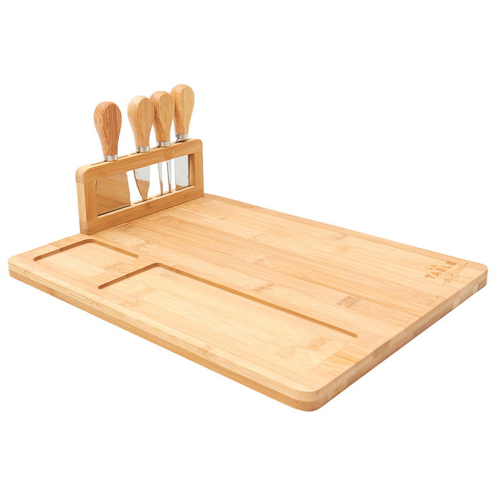 Cook Concept Planche à fromage BISTROT avec 4 couteaux en bambou Cook Concept Planche à fromage BISTROT avec 4 couteaux en bambou