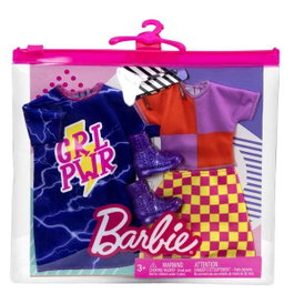 Mattel - Pack de robes et accessoires pour poupée Barbie, looks de mode - Modèles assortis, jeu en espagnol/portugais, à partir de 3 ans