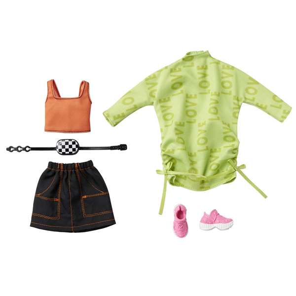 Mattel - Pack de robes et accessoires pour poupée Barbie, looks de mode - Modèles assortis, jeu en espagnol/portugais, à partir de 3 ans