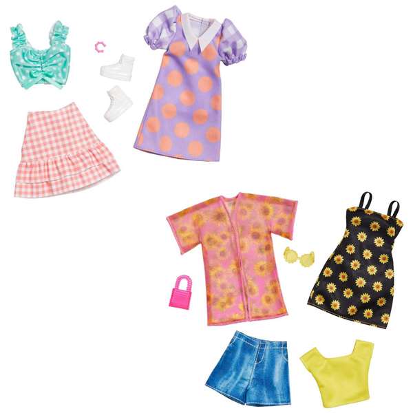 Mattel - Pack de robes et accessoires pour poupée Barbie, looks de mode - Modèles assortis, jeu en espagnol/portugais, à partir de 3 ans