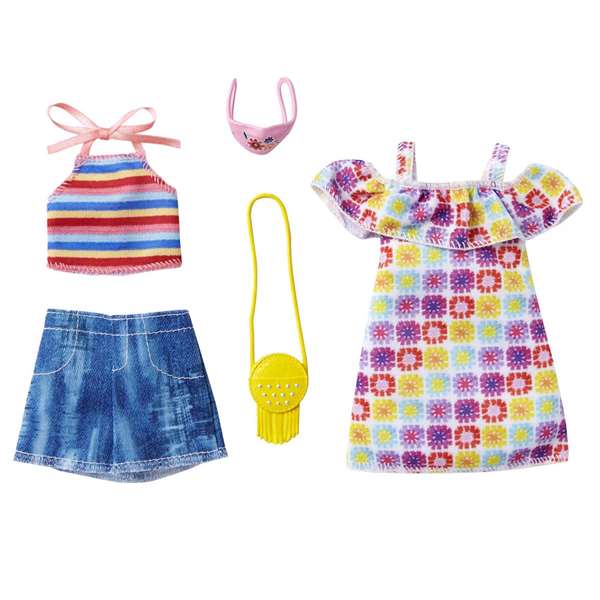 Mattel - Pack de robes et accessoires pour poupée Barbie, looks de mode - Modèles assortis, jeu en espagnol/portugais, à partir de 3 ans