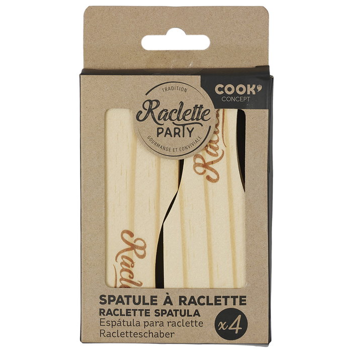 Cook Concept Jeu de 4 spatules raclette en bois de pin