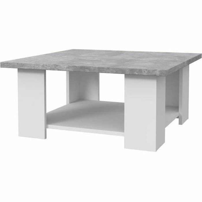 BigBuy Home Table basse PILVI Blanc et béton gris clair