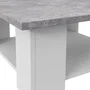 PILVI - Table basse contemporaine, design épuré, plateau blanc et béton gris clair, dimensions L 67 x P 67 x H 31 cm avec étagère inférieure