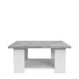 PILVI - Table basse contemporaine, design épuré, plateau blanc et béton gris clair, dimensions L 67 x P 67 x H 31 cm avec étagère inférieure
