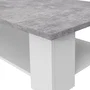 PILVI - Table basse contemporaine, design épuré, plateau blanc et béton gris clair, dimensions L 67 x P 67 x H 31 cm avec étagère inférieure