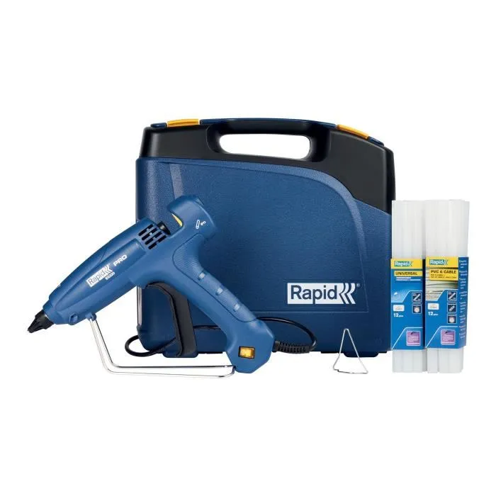 Rapid - Pistolet à colle professionnel EG320 (1000g/h, chauffage 3 min) - Compact et léger pour un travail de précision - Coffret avec 24 sticks de colle