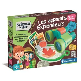 Clementoni - Les Apprentis Explorateurs - Coffret de Découverte avec Jumelles, Loupe, Moule à Empreintes et Plâtre - Jeu Éducatif Scientifique
