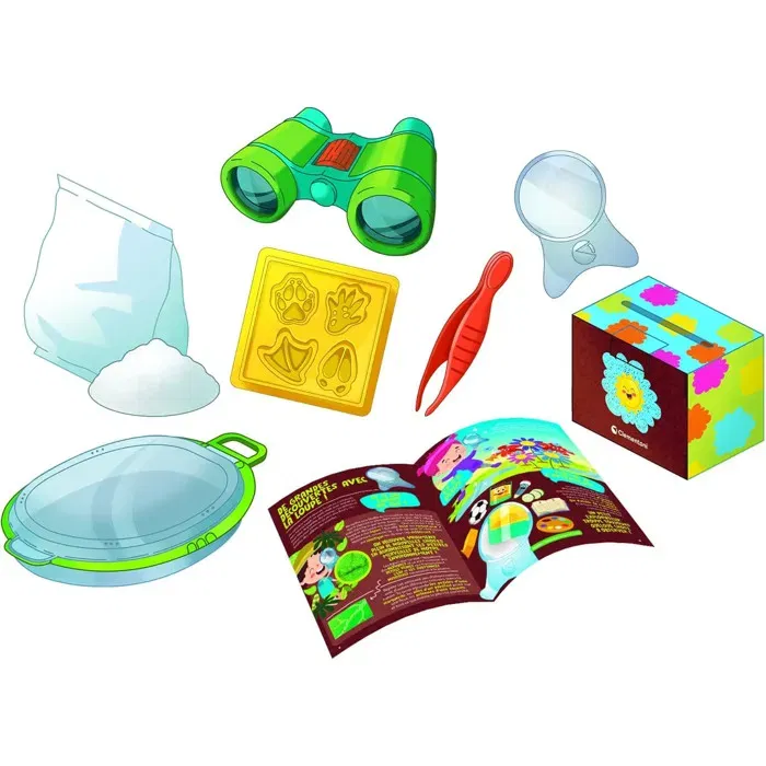 Clementoni - Les Apprentis Explorateurs - Coffret de Découverte avec Jumelles, Loupe, Moule à Empreintes et Plâtre - Jeu Éducatif Scientifique