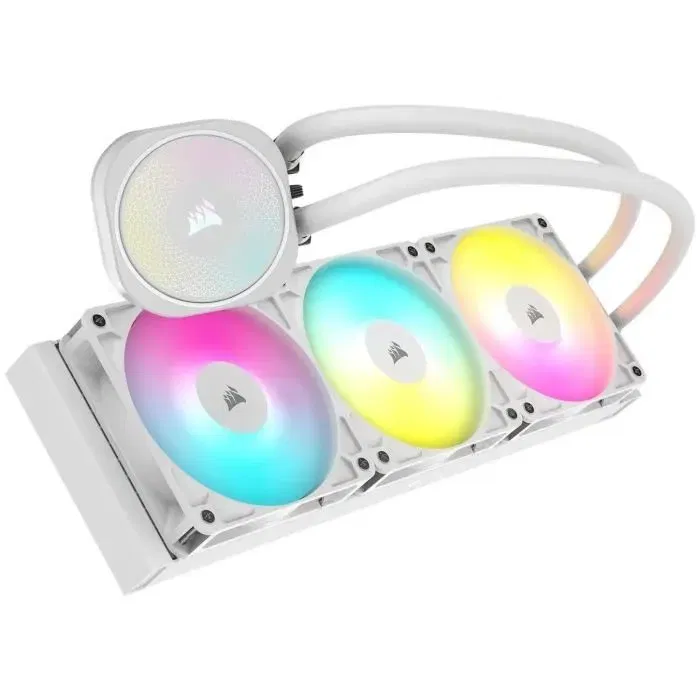 Corsair CW-9060095-WW Nautilus 360 ARGB - Refroidisseur liquide tout-en-un pour CPU avec ventilateurs ARGB, blanc