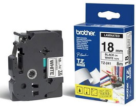 Brother Ruban Laminé Brillant Noir sur Blanc 18mm x 8m