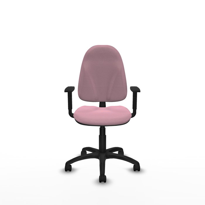 Chaise de bureau Algarra avec mécanisme de contact permanent de base, recouverte de tissu rose. Équipée d'une base en polyamide noir, d'accoudoirs 1D et de roulettes en nylon de 50 mm. Chaise de bureau Algarra avec mécanisme de contact permanent de base, recouverte de tissu rose. Équipée d'une base en polyamide noir, d'accoudoirs 1D et de roulettes en nylon de 50 mm.
