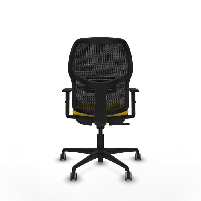 Chaise Alfera Synchro 4 positions tissu Jaune Maille Noir Base en nylon noir Accoudoir 1D Sans appui-tête Roulettes 65mm pour moquette Chaise Alfera Synchro 4 positions tissu Jaune Maille Noir Base en nylon noir Accoudoir 1D Sans appui-tête Roulettes 65mm pour moquette