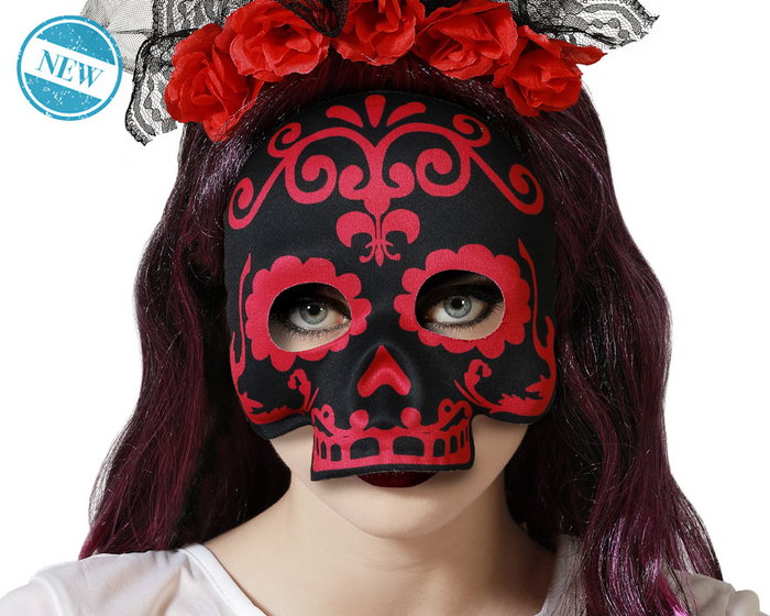 Atosa Masque Mort Mexicaine Noir et Rose 17x17 cm Atosa Masque Mort Mexicaine Noir et Rose 17x17 cm