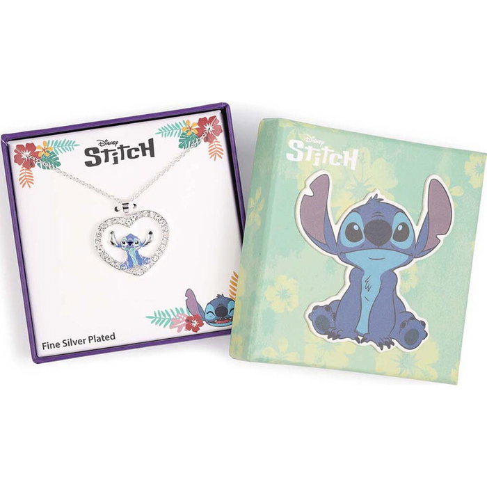 Disney Pendentif Cœur Stitch - Colgante Corazon en Laiton Argenté