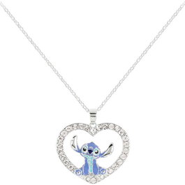 Disney Pendentif Cœur Stitch - Colgante Corazon en Laiton Argenté