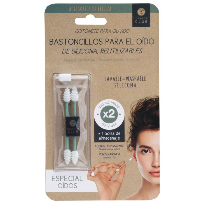 Cosmetic Club Set de 2 coton-tiges en silicone lavables Cosmetic Club Set de 2 coton-tiges en silicone lavables