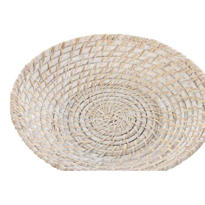 Centre de Table Home ESPRIT Blanc Naturel Bambou Rotin 35 x 35 x 8 cm (2 Pièces)