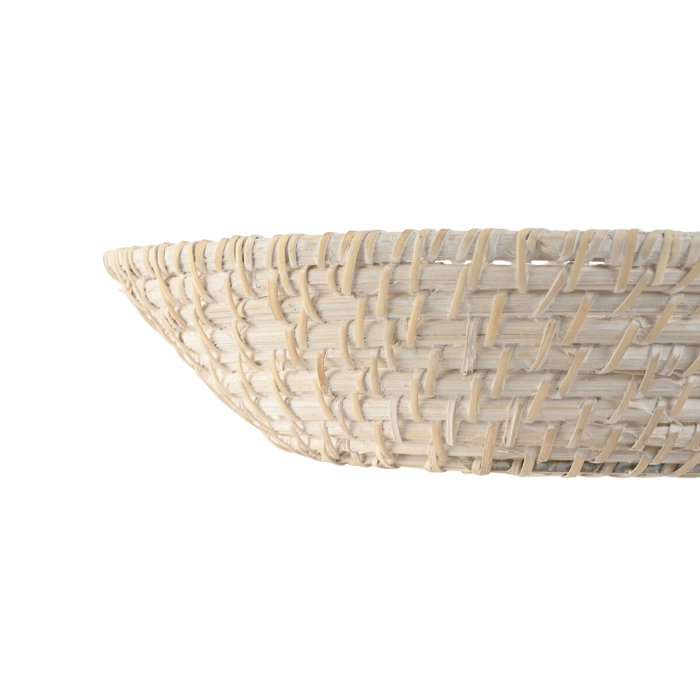 Centre de Table Home ESPRIT Blanc Naturel Bambou Rotin 35 x 35 x 8 cm (2 Pièces)