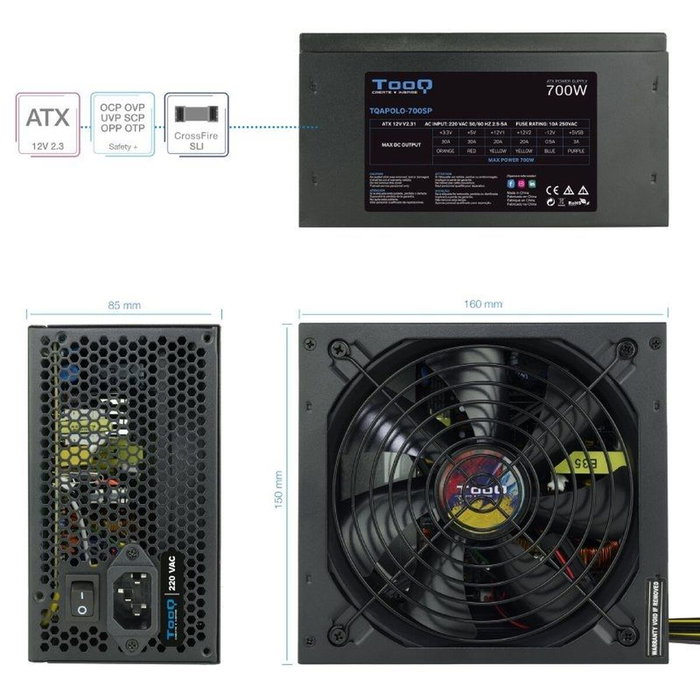 Bloc d’Alimentation TooQ TQAPOLO-700SP 700 W CE - RoHS Bloc d’Alimentation TooQ TQAPOLO-700SP 700 W CE - RoHS