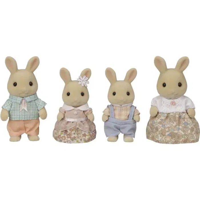 Sylvanian Families Poupée Famille Lapin Crème Articulée et Habillée - Figurine Jouet avec Vêtements Amovibles - À Partir de 3 Ans