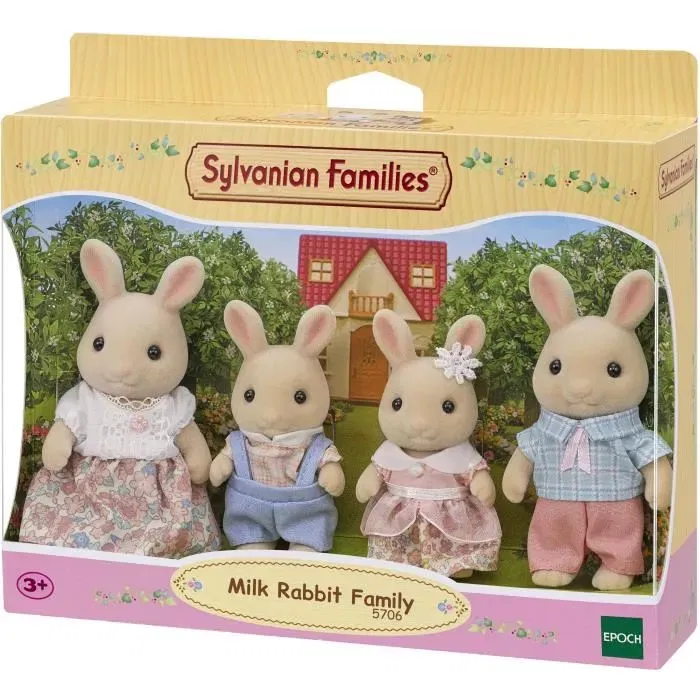 Sylvanian Families Poupée Famille Lapin Crème Articulée et Habillée - Figurine Jouet avec Vêtements Amovibles - À Partir de 3 Ans