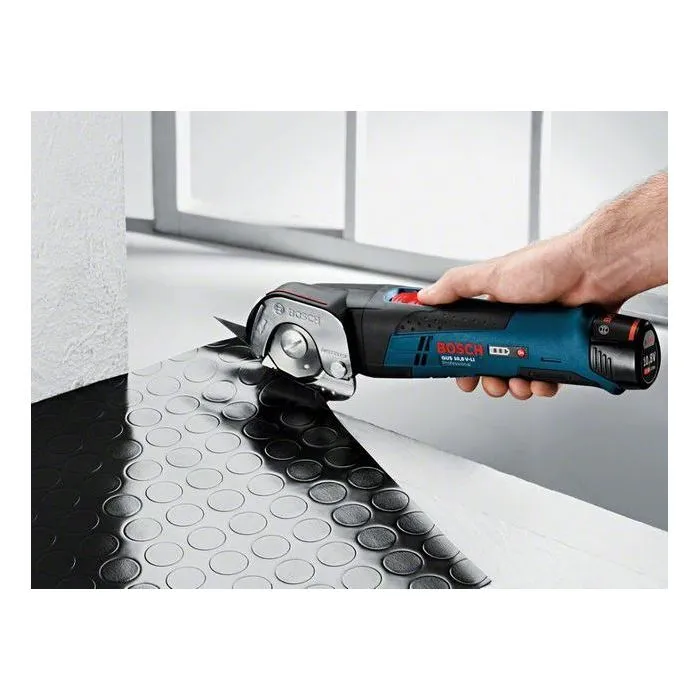 Bosch Professional Cisaille universelle sans fil 12V GUSV-300 - Outil de coupe polyvalent pour PVC, tapis, carton, cuir, tissus (jusqu'à 11 mm d'épaisseur)