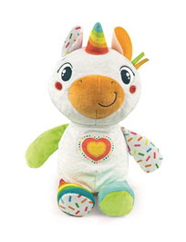 Clementoni Peluche Éducative Licorne pour Bébé, avec Mélodies, Chansons, Apprentissage des Lettres, Nombres et Couleurs, Multisensorielle, Dès 6 Mois - Réf. 55500 Baby