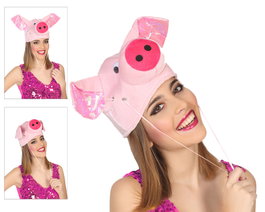 atosa Sombrero de cochon rose pour adulte avec nez 3D