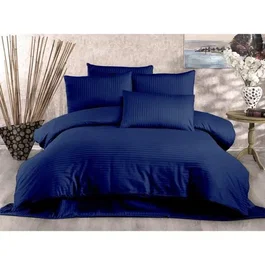 Parure de lit 1 housse de couette 220 x 240 cm + 2 taies 60 x 60 cm - 80% coton 20% polyester - Bleu - 229 fils - Lavable 30°C