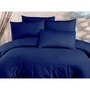 Parure de lit 1 housse de couette 220 x 240 cm + 2 taies 60 x 60 cm - 80% coton 20% polyester - Bleu - 229 fils - Lavable 30°C