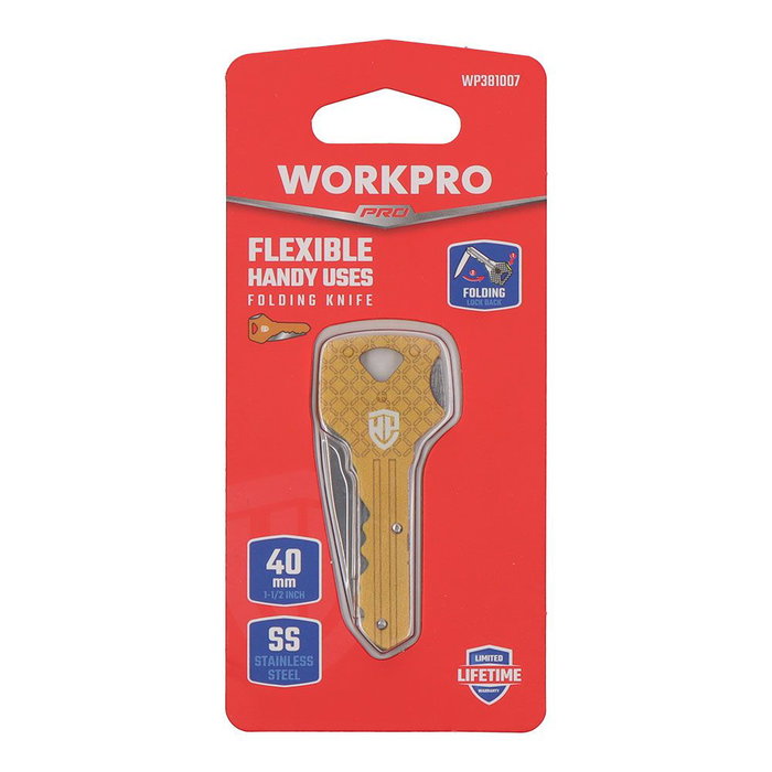 Workpro Navaja en forme de clé dorée, 40 mm Workpro Navaja en forme de clé dorée, 40 mm