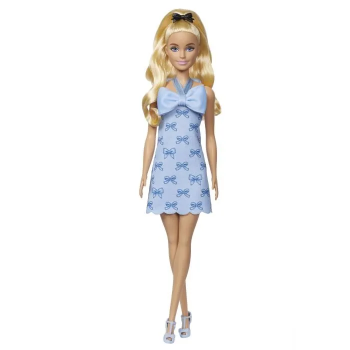 Barbie - Poupée Barbie Fashionistas HYT93 - Robe Dos Nu Bleu Layette avec Noeud Papillon - Pour Enfants à partir de 3 Ans Barbie - Poupée Barbie Fashionistas HYT93 - Robe Dos Nu Bleu Layette avec Noeud Papillon - Pour Enfants à partir de 3 Ans