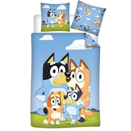 MOOSE - Housse de couette Bluey 140x200 cm pour lit 90 cm - 50% coton, 50% polyester - Housse d'oreiller 65x65 cm incluse