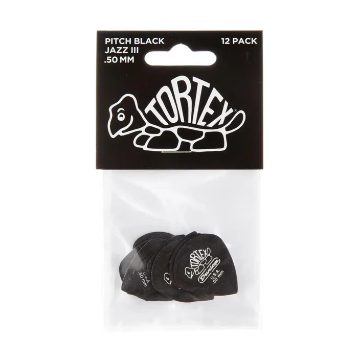 DUNLOP Pack de 72 médiators Tortex® Jazz III - 0,50 mm - Pitch Black
