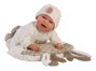 Llorens Mimi Sonrisas - Poupée nouveau-né 40 cm en tissu avec bavoir Kids Zone, sucette et coussin renne