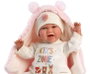 Llorens Mimi Sonrisas - Poupée nouveau-né 40 cm en tissu avec bavoir Kids Zone, sucette et coussin renne
