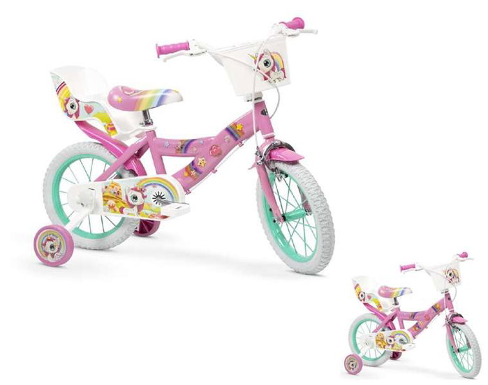 Toimsa Bicicleta 14" Licorne pour enfants de 4 à 6 ans, vélo fille avec design licorne, couleur rose
